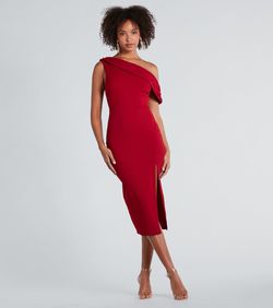 Style 05001-2040 Windsor Red Size 0 Mini Cocktail Sorority Tall Height Side slit Dress on Queenly