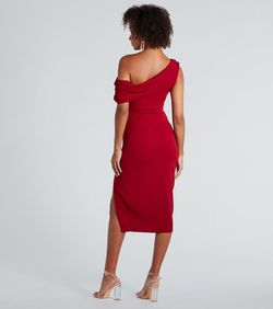 Style 05001-2040 Windsor Red Size 4 Mini Cocktail Sorority Tall Height Side slit Dress on Queenly