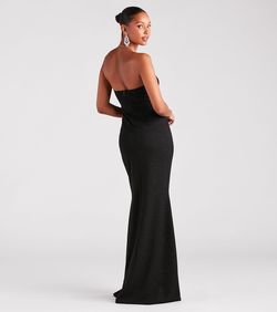 Style 05002-7351 Windsor Black Size 4 Bridesmaid Sweetheart Jewelled Strapless Mermaid Dress on Queenly