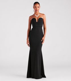 Style 05002-7351 Windsor Black Size 4 Tall Height Jewelled Sweetheart Mermaid Dress on Queenly