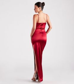 Style 05002-7198 Windsor Red Size 12 05002-7198 Tall Height Bridesmaid Side slit Dress on Queenly