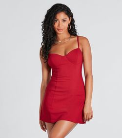 Style 05101-2695 Windsor Red Size 0 Graduation Spaghetti Strap Mini Sweetheart Cocktail Dress on Queenly
