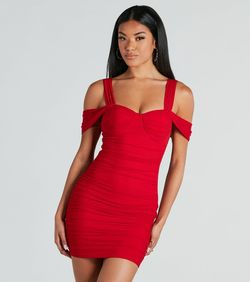 Style 05101-3041 Windsor Red Size 8 Sweetheart Jersey Cocktail Dress on Queenly
