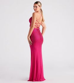 Style 05002-2910 Windsor Pink Size 4 Spaghetti Strap Backless Black Tie Jewelled Straight Dress on Queenly