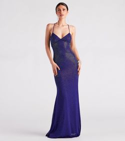 Style 05002-6813 Windsor Blue Size 12 Plus Size Jersey Prom Tall Height Straight Dress on Queenly