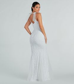 Style 05002-7307 Windsor White Size 0 Military 05002-7307 Floor Length Sweetheart Mermaid Dress on Queenly