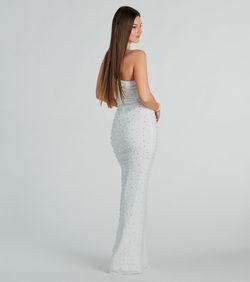 Style 05002-7596 Windsor White Size 4 Floor Length Side slit Dress on Queenly