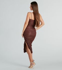 Style 05101-2963 Windsor Brown Size 0 Mini Sheer Square Neck Side slit Dress on Queenly