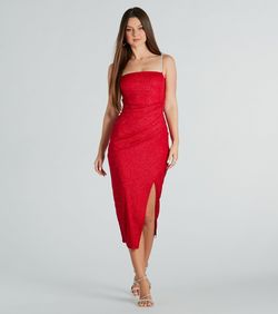 Style 05001-2083 Windsor Red Size 8 05001-2083 Spaghetti Strap Cocktail Sorority Side slit Dress on Queenly