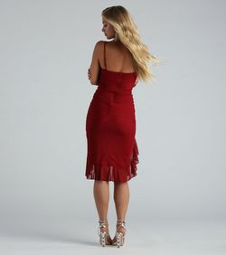 Style 05101-2803 Windsor Red Size 0 Spaghetti Strap Sheer Cocktail Mini Side slit Dress on Queenly