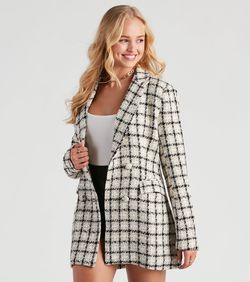 Style 06204-1535 Windsor White Size 12 06204-1535 Tweed Long Sleeve Straight Dress on Queenly