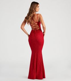 Style 05002-2532 Windsor Red Size 12 Backless Bridesmaid Prom Military Mermaid Dress on Queenly