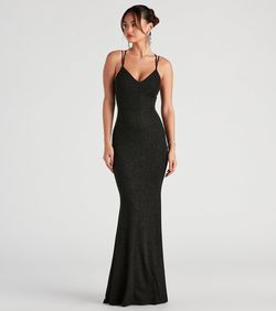 Style 05002-2533 Windsor Black Size 8 Prom Floor Length Corset V Neck Mermaid Dress on Queenly