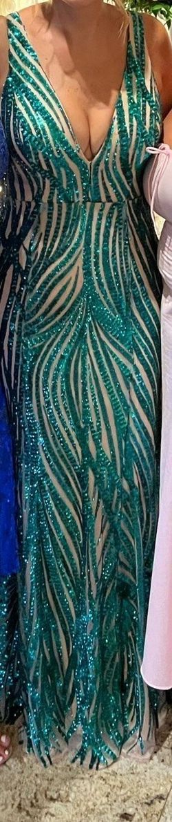 Anissa Green Size 10 Military Floor Length Mermaid Dress on Queenly