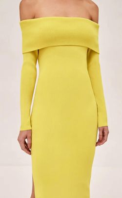 Style 1-1160102875-2901 ALEXIS Yellow Size 8 Side Slit Free Shipping Tall Height Cocktail Dress on Queenly