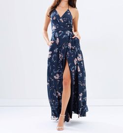 Style 1-1200374563-2901 THE JETSET DIARIES Blue Size 8 Tall Height Plunge V Neck Side slit Dress on Queenly