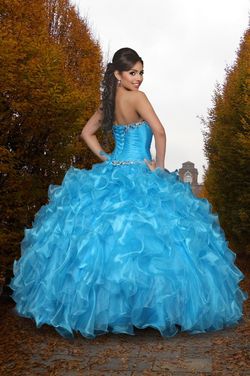 Style 80238 Q by DaVinci Blue Size 8 Quinceañera Quinceanera Pageant Prom Floor Length Ball gown on Queenly