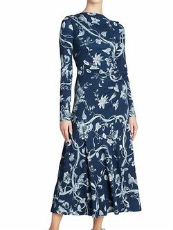 Style 1-1229335372-5481 ERDEM Blue Size 12 Long Sleeve Straight Sleeves Cocktail Dress on Queenly