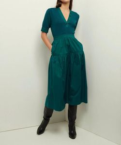 Style 1-147149980-1498 Derek Lam 10 Crosby Green Size 4 V Neck Pockets Tall Height Mini Cocktail Dress on Queenly