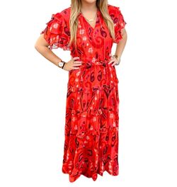 Style 1-1684569428-3236 maude vivante Red Size 4 Wedding Guest Polyester Military Straight Dress on Queenly