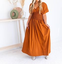 Style 1-179305490-2901 BUCKETLIST Brown Size 8 Polyester Pockets Tall Height Straight Dress on Queenly