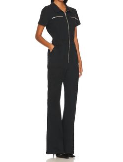 Style 1-2144715979-2901 PISTOLA Black Size 8 Sleeves Flare Jumpsuit Dress on Queenly