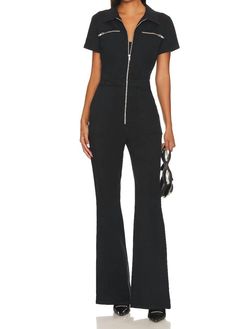 Style 1-2144715979-2901 PISTOLA Black Size 8 Sleeves Flare Jumpsuit Dress on Queenly