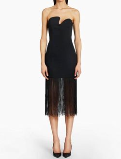 Style 1-2289901056-2901 Amanda Uprichard Black Size 8 Mini Tall Height Summer Fringe Cocktail Dress on Queenly