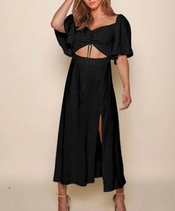 Style 1-2718377115-2901 Love Is All Black Size 8 Floor Length Side slit Dress on Queenly