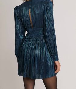 Style 1-2966604214-3236 SABINA MUSAYEV Blue Size 4 Long Sleeve V Neck Free Shipping Cocktail Dress on Queenly