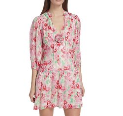 Style 1-3010919752-3236 RIXO Pink Size 4 Print Floral Mini Jersey Cocktail Dress on Queenly