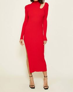 Style 1-459033598-2791 line and dot Red Size 12 Cut Out Tall Height Side Slit Cocktail Dress on Queenly