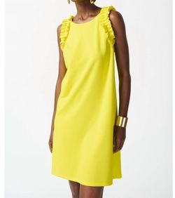 Style 1-461556052-1498 Joseph Ribkoff Yellow Size 4 Polyester Free Shipping Straight Cocktail Dress on Queenly