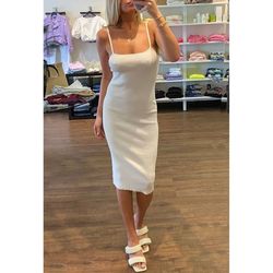 Style 1-534458238-2696 OLIVACEOUS White Size 12 Square Neck Resort Tall Height Cocktail Dress on Queenly