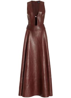 Style 1-536219140-3680 Brandon Maxwell Brown Size 6 Straight Dress on Queenly