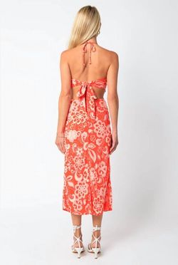 Style 1-56571722-2696 OLIVACEOUS Orange Size 12 Halter Free Shipping Tall Height Cocktail Dress on Queenly