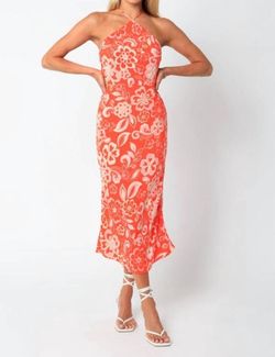 Style 1-56571722-3236 OLIVACEOUS Orange Size 4 Halter Cocktail Dress on Queenly