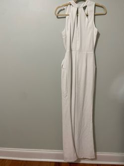 Adelyn rea White Size 4 Jersey Floor Length Pageant Jumpsuit Dress on Queenly