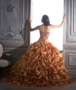 Style 266463126 Quinceanera Collection Orange Size 6 Quinceañera Strapless Floor Length Train Dress on Queenly