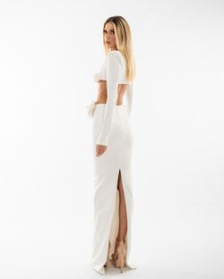 Style AD5420 Albina Dyla White Size 0 Straight Tall Height Side slit Dress on Queenly