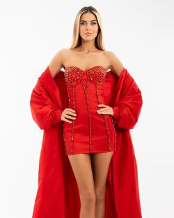 Style AD5520 Albina Dyla Red Size 12 Corset Ad5520 Plus Size Cocktail Dress on Queenly