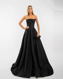 Style AD5526 Albina Dyla Black Size 0 Corset Pageant Straight Dress on Queenly
