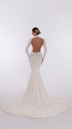 Style AD5606 Albina Dyla White Size 0 Floor Length Spandex Polyester Straight Dress on Queenly