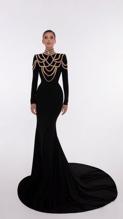 Style AD5612 Albina Dyla Black Size 0 Long Sleeve Jewelled Straight Dress on Queenly