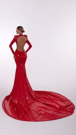 Style AD5618 Albina Dyla Red Size 16 Sequined Plus Size Pageant Sleeves Ad5618 Straight Dress on Queenly