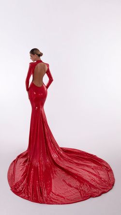 Style AD5604 Albina Dyla Red Size 8 Ad5604 Backless Long Sleeve Straight Dress on Queenly