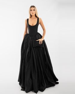 Style AD5522 Albina Dyla Black Tie Size 8 Floor Length Straight Dress on Queenly