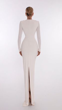 Style AD5608 Albina Dyla White Size 0 Ad5608 Sleeves Long Sleeve Polyester Side slit Dress on Queenly