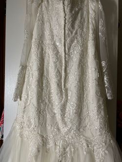 David's Bridal White Size 10 Short Height Wedding 50 Off Mermaid Dress on Queenly