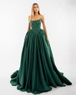 Style AD5524 Albina Dyla Green Size 20 Emerald Black Tie Corset Straight Dress on Queenly